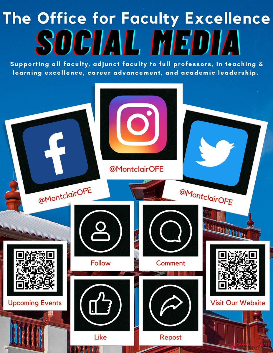 MontclairOFE's tweet photo. Please follow us on social media @MontclairOFE on #Facebook, #Instagram, and #Twitter! Don't forget to like, comment, and repost :)

Click on the link below for upcoming #OFE events.
https://t.co/nPK1Kob4pD

#MontclairStateUniversity #MontclairOFE #OfficeForFacultyExcellence https://t.co/y9NRVkV6J1