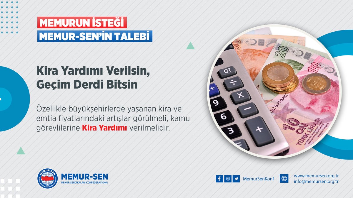 MemurSenKonf's tweet photo. Kira Yardımı Verilsin, Geçim Derdi Bitsin

1⃣3⃣ Özellikle büyükşehirlerde yaşanan kira ve emtia fiyatlarındaki artışlar görülmeli, kamu görevlilerine Kira Yardımı verilmelidir.

#Memurunİsteği