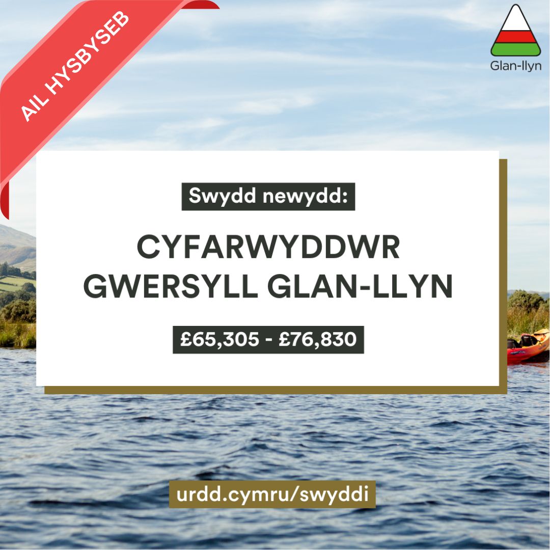 Ail Hysbyseb

 Cyfarwyddwr Gwersyll Glan-Llyn

 £65,305 - £76,830 y flwyddyn
 
 Cytundeb Llawn amser a pharhaol

 Glan-Llyn, Llanuwchllyn

 Dyddiad Cau: 5:00yp 25 Mai 2023
Wyt ti'n 'nabod y person perffaith?  Cyfeiria nw i'n gwefan am fwy o wybodaeth :
urdd.cymru/.../cyfarwyddw…