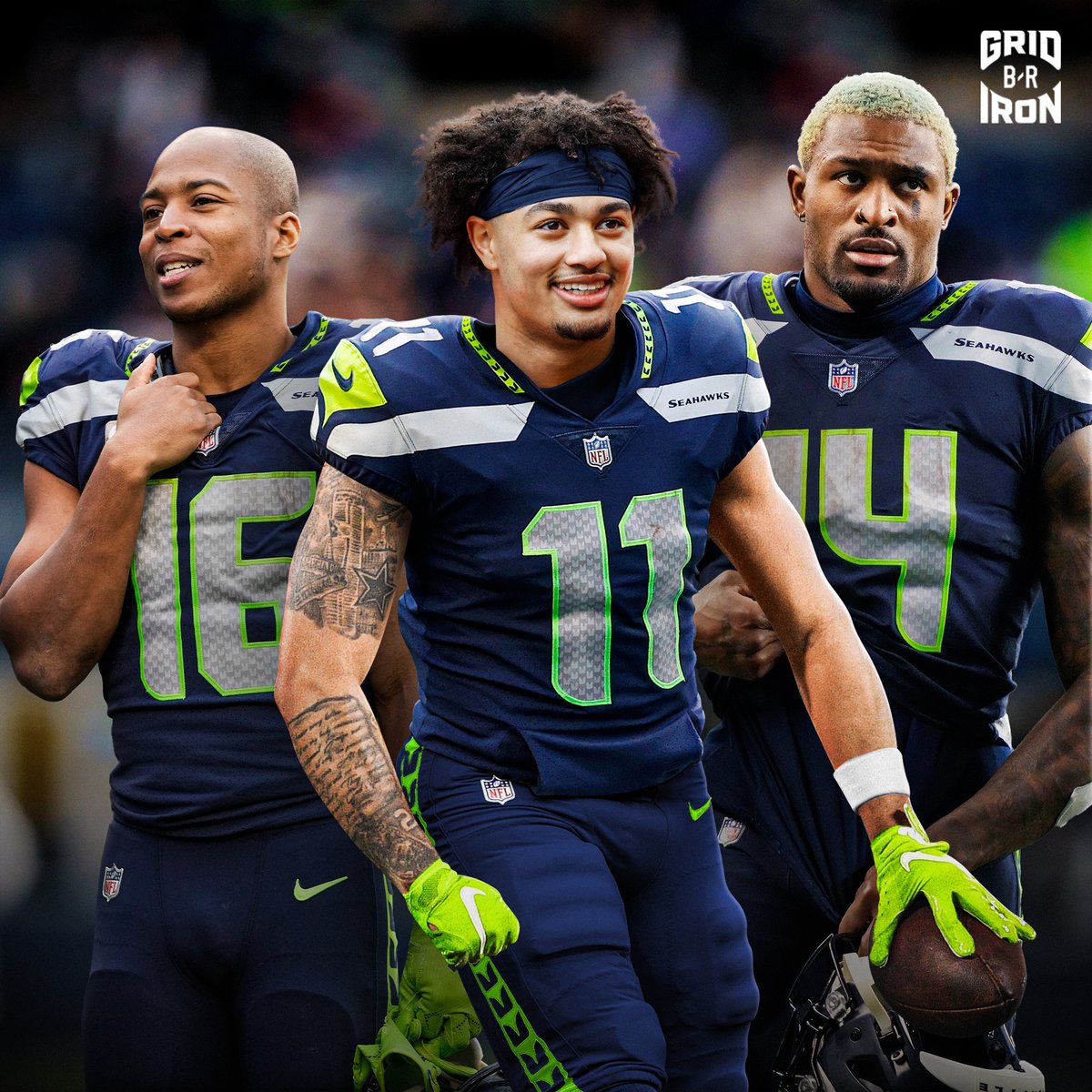 brgridiron's tweet photo. JSN x DK x Lockett. 

Describe the 2023 Seahawks offense in one word. https://t.co/1qZcPiILkO