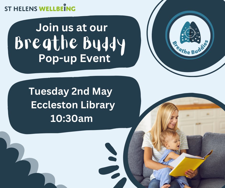 StHWellbeing (@sthwellbeing) on Twitter photo Are you coming to Read & Rhyme at Eccleston Library next week?🎵📖 Then join us for a chat afterwards!😊
We would love to share our info with you and talk about your child's lung health.🫁 #BreatheBuddies
sthelenswellbeing.org.uk/services/volun…
@STHLibraries <a href="/sthelenscouncil/">St Helens Borough Council</a> Are you coming to Read & Rhyme at Eccleston Library next week?🎵📖 Then join us for a chat afterwards!😊
We would love to share our info with you and talk about your child's lung health.🫁 #BreatheBuddies
sthelenswellbeing.org.uk/services/volun…
@STHLibraries <a href="/sthelenscouncil/">St Helens Borough Council</a>