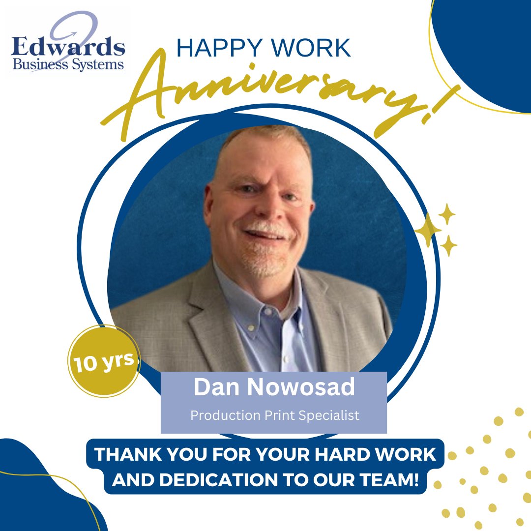 Happy 10 year #workanniversary to Dan! 
Thank you for all of your hard work and dedication!