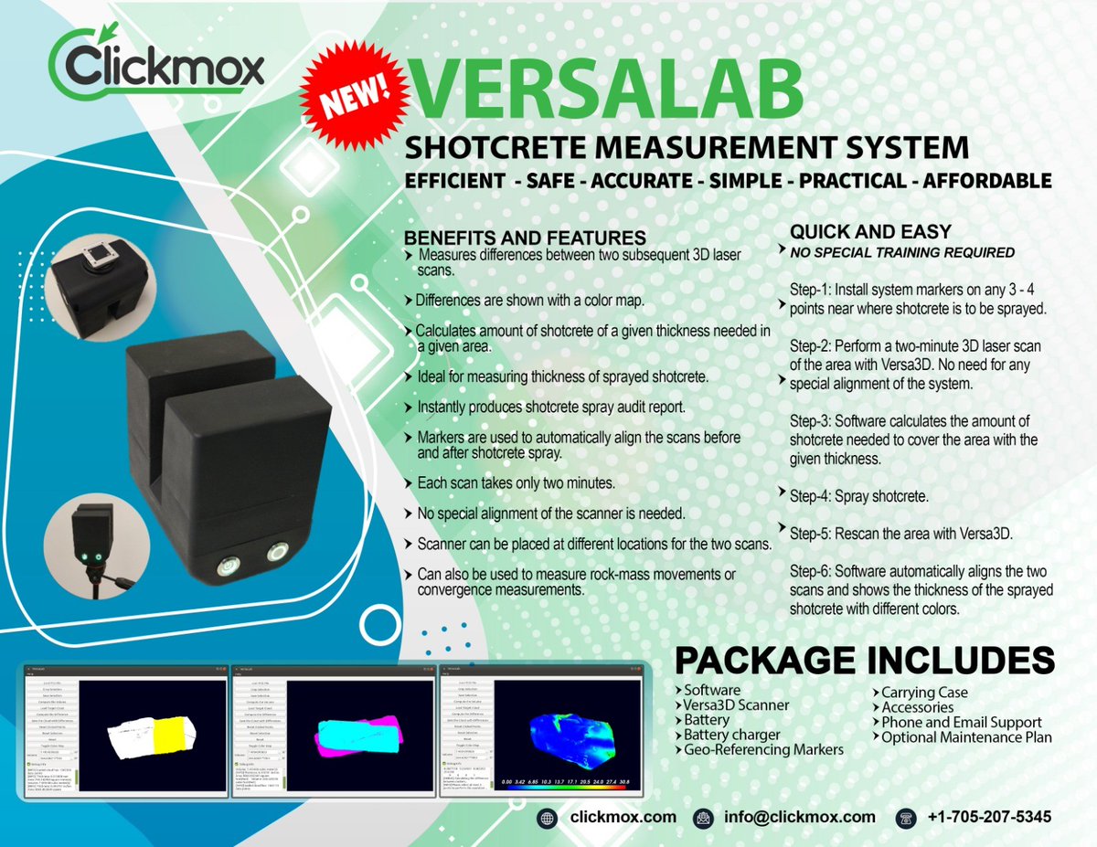 Clickmox Solutions (@clickmoxcanada) on Twitter photo New version of our shotcrete measurement system, versaLab, is now available. Please contact us for more info: info@clickmox.comĀ clickmox.com New version of our shotcrete measurement system, versaLab, is now available. Please contact us for more info: info@clickmox.comĀ clickmox.com