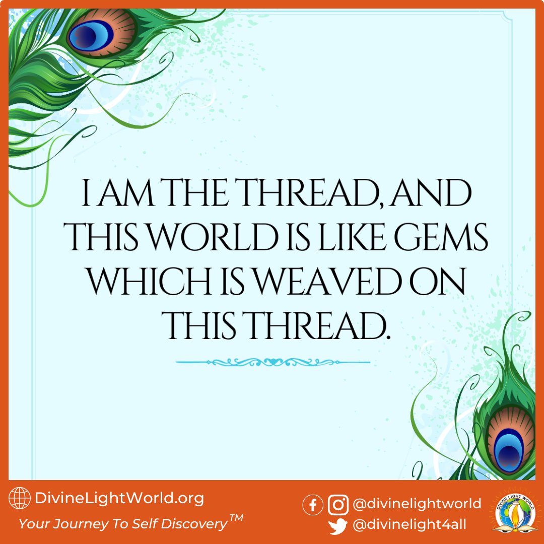 divinelight4all's tweet image. I am the thread, and this world is like gems which is weaved on this thread. ~ Shri Krishna

#lordkrishna #krishnateachings #divinethread #threadoflife #spiritualwisdom