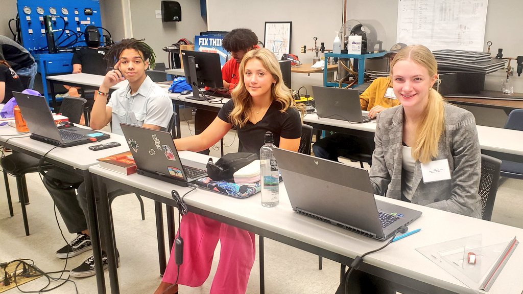 AaronNickman's tweet photo. Good luck to Quynton, Alyssa, and Zoey as they compete in the Architectural Drafting competition! #expectBigThings https://t.co/HaIm9JSRas