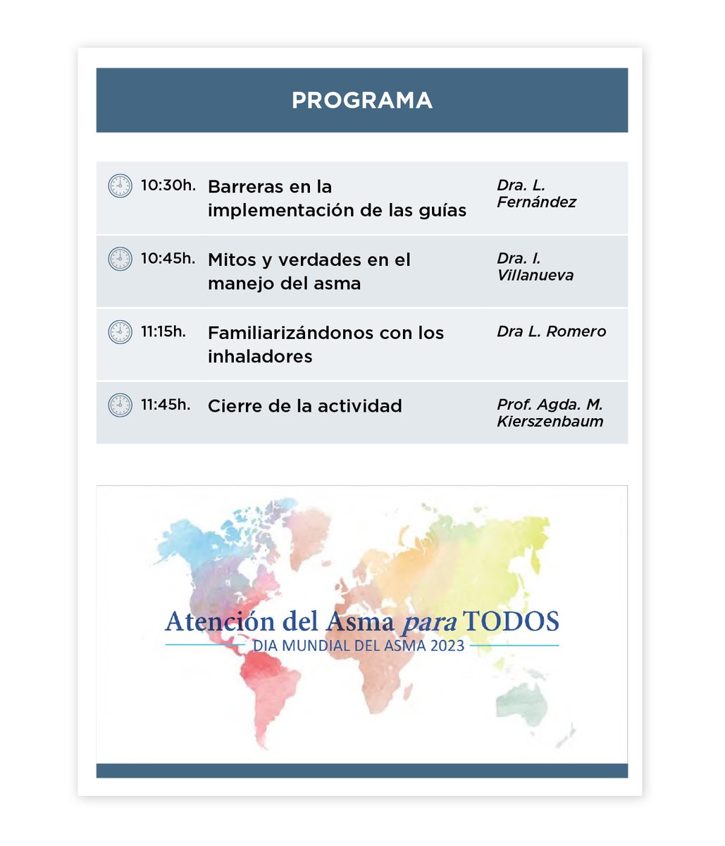 𝑪𝒐𝒎𝒑𝒂𝒓𝒕𝒊𝒎𝒐𝒔 𝒆𝒍 𝒑𝒓𝒐𝒈𝒓𝒂𝒎𝒂 de esta actividad del próximo 2 de mayo, 𝗗𝗶́𝗮 𝗠𝘂𝗻𝗱𝗶𝗮𝗹 𝗱𝗲𝗹 𝗔𝘀𝗺𝗮

🗓️ 2 de mayo de 2023
⏱️ 10:30 am
📍 Anfiteatro de la Cátedra, Hospital Maciel