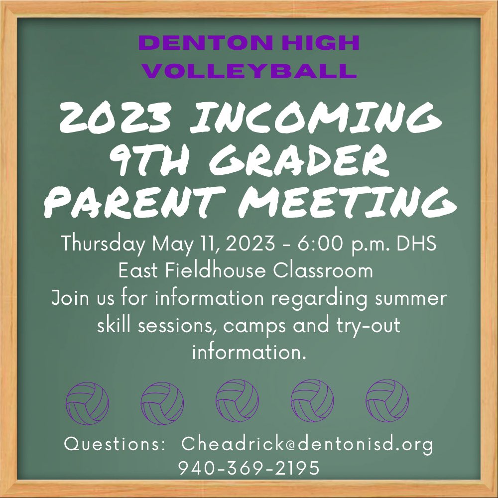 Be in the know!  Meeting for new or incoming 9th grade parents ONLY.  All summer activities will be discussed as well as general tryout information.