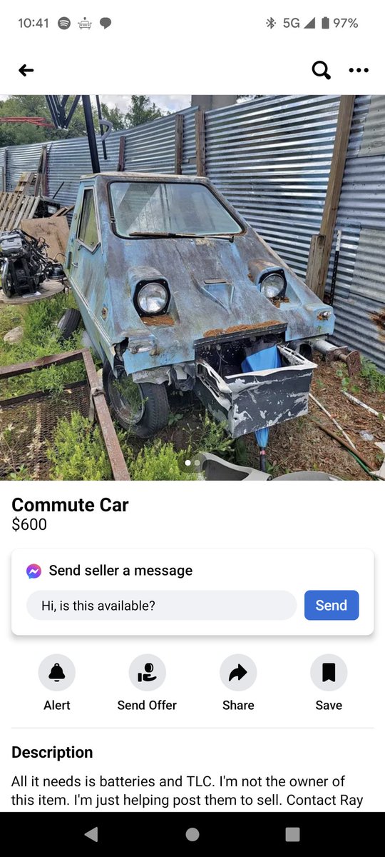 I appreciate the huge number of people that send me oddballs I might be interested in, but it seems like I only get sent the most tragic examples of Citicars. "Just needs batteries and TLC" Needs a proper funeral more like