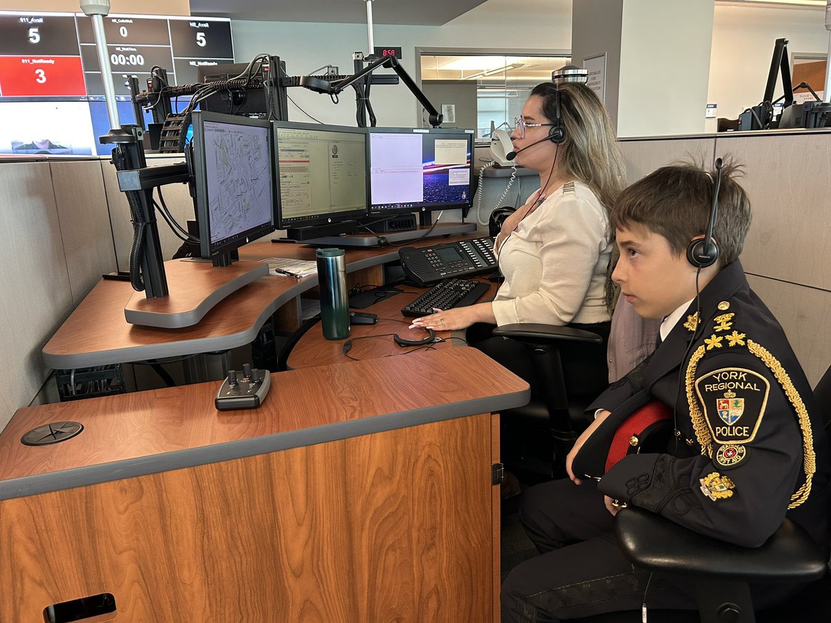 YRP's tweet photo. It’s been a busy morning for our Chief for a Day, 10-year-old Tyler. He won the role as Chief after presenting his winning essay to a judging panel in March. He will present his essay at our Police Appreciation Night on May 11. 

@chiefmacsween take the rest of the day off! https://t.co/9q8uD6IsKS