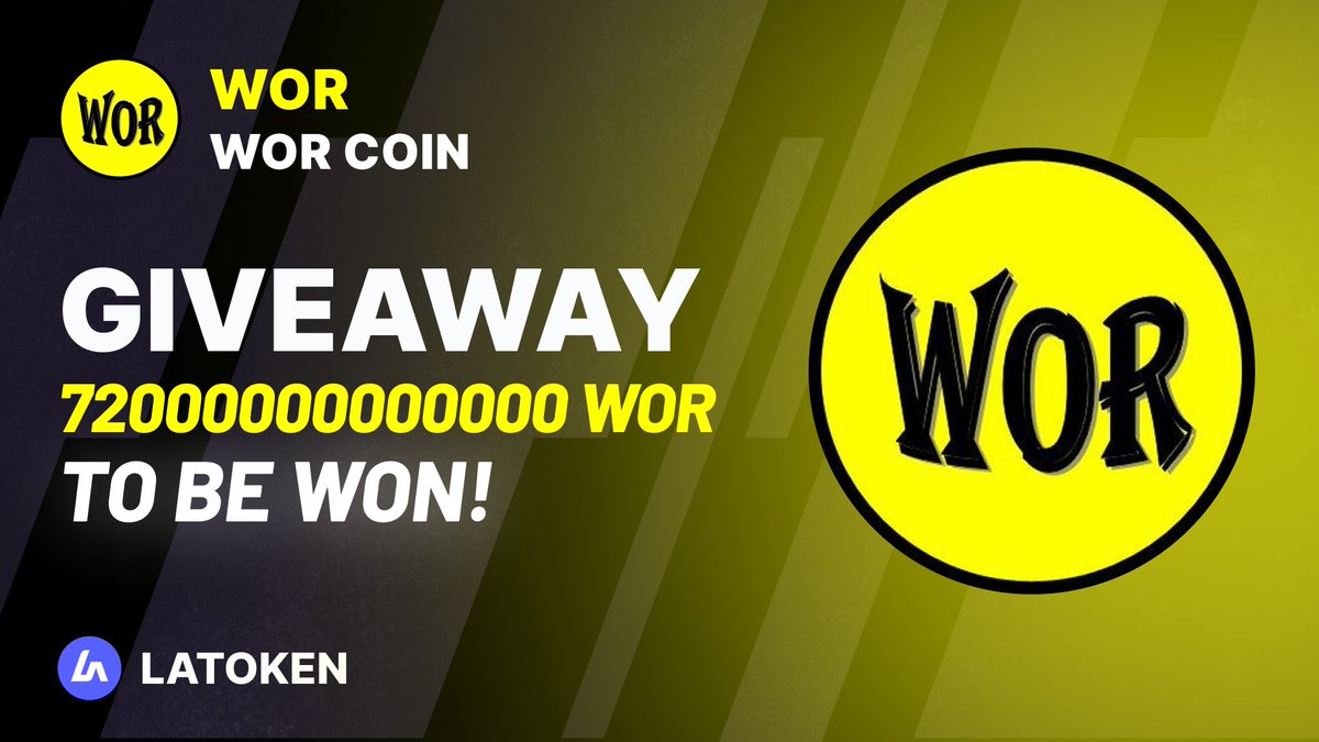 🏆 $5000 WOR COIN (WOR) Giveaway on #LATOKEN 

🔥 460 Winners.
✅ Complete all tasks and qualify for the #Giveaway 
📲 Tag 5 Friends and Share.
⏰ April 28, 2023 - May 04, 2023.

JOIN GIVEAWAY👉go.latoken.com/b6l