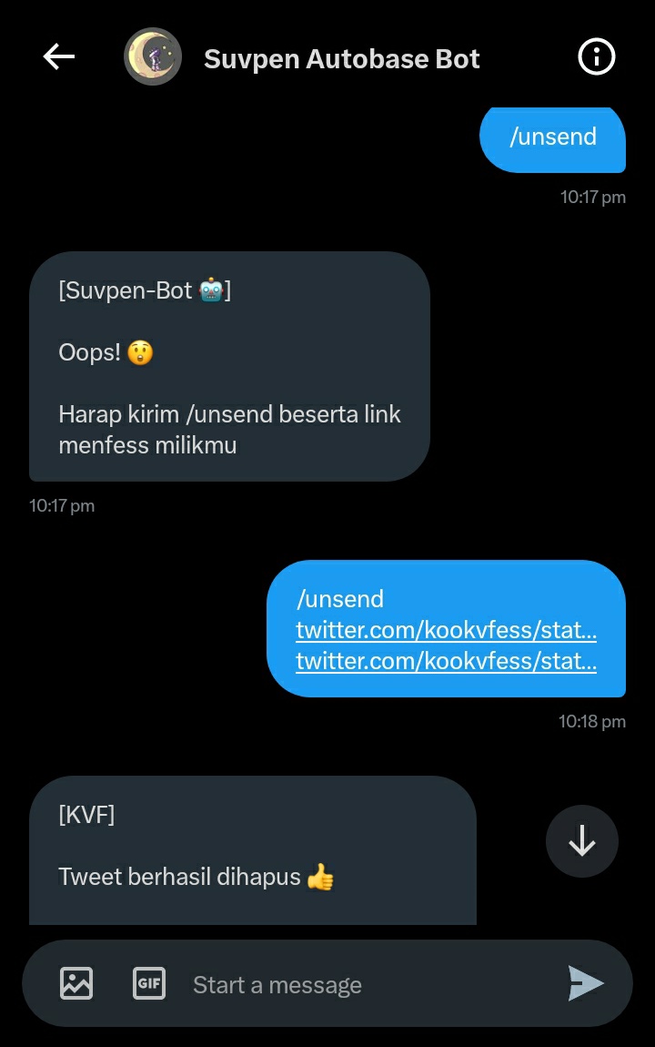 kootaenin's tweet photo. @kvgguki @celestaeal__ @kookvfess @suvbase tinggal ketik /unsend sama link tweetnya ke akun @.suvbase (akun b0t buat kirim mfnya) yaa https://t.co/lLu51u5z7g