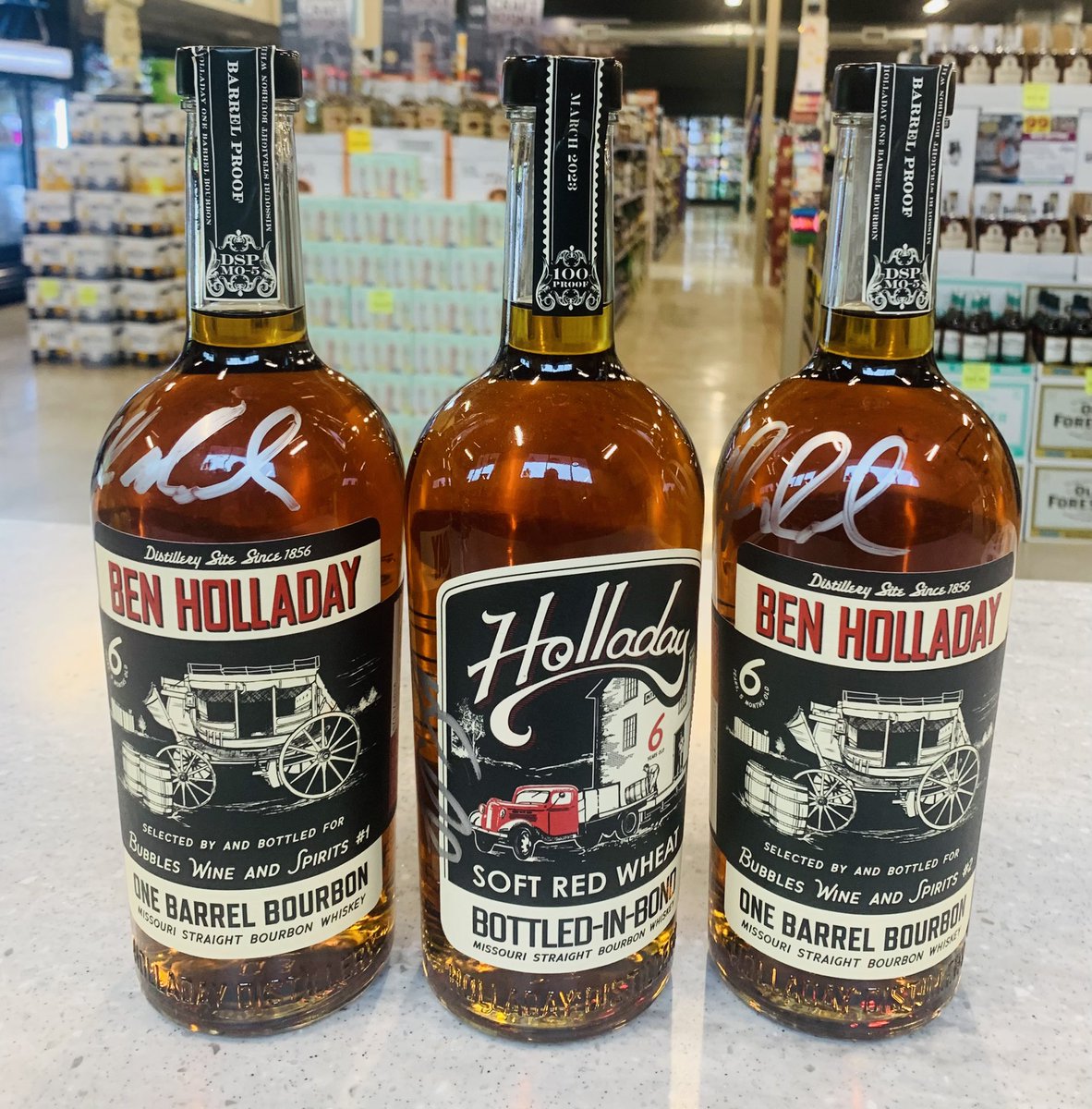 Holladay Master Distiller Kyle Merklein signed bottles now available at the Gladstone and Parkville locations

<a href="/Holladay1856/">Holladay Distillery</a> Soft Red Wheat first ever bottling signed by the master distiller is a great bottle for everyone’s home bar

Quantities are limited <a href="/kc_local_/">KC Local</a> <a href="/KC_BeerBlog/">KC Beer Blog</a>
