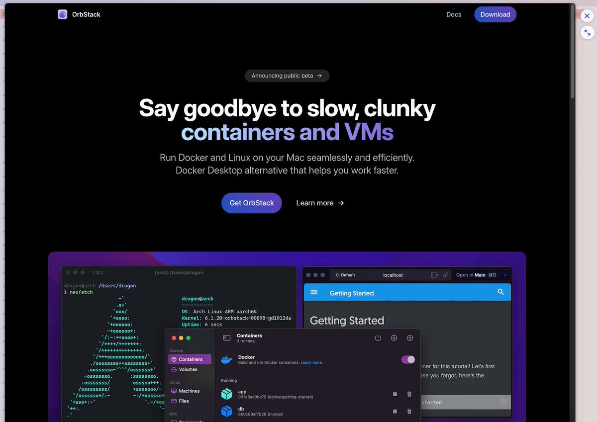 austin_poor's tweet photo. I just saw OrbStack’s post on HN this morning and is that the Arc browser in the screenshot? It’s fun to see Arc in the wild!

@browsercompany @OrbStack https://t.co/I48l6QGy2F