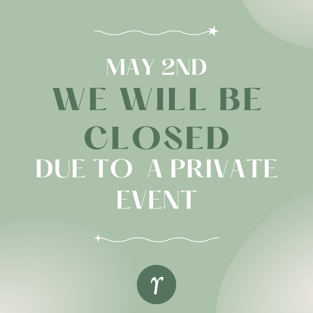 Although we will be closed May 2nd, be sure to look on our website to book your own private event! ...
