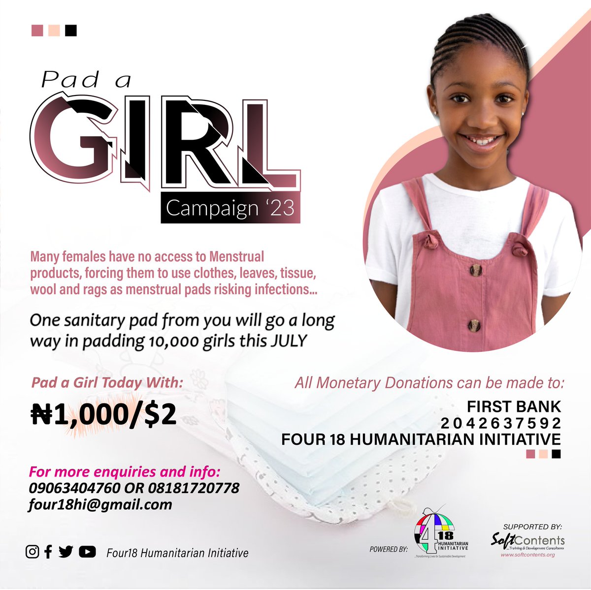 four18hi's tweet photo. @mrmacaroni We're a non-profit Organization that organises empowerment programs for the underprivileged sects of the population through our campaigns such as PAD A GIRL, BEING A BOY and ADOPT-A-LEARNER... Your donations &amp; support for these campaigns will be highly appreciated. DM for info! https://t.co/KjDHzDJSSV