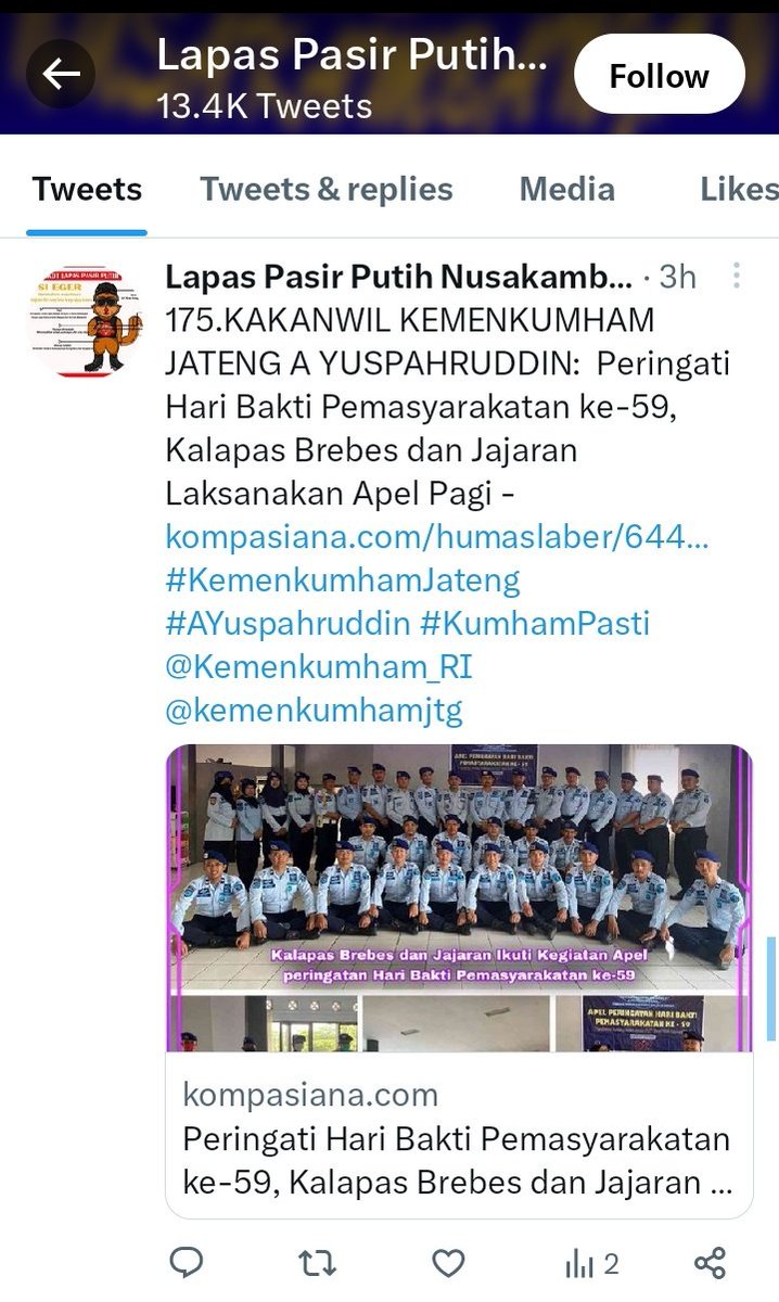 PartaiSocmed's tweet photo. Akun2 lapas Jateng sedang panik memposting berita positif sampai2 lupa menghapus nomor berita yg diberikan dari atas. Tulisan dari kompasiana pun bolehlah asal bernada positif. https://t.co/biKHekLkVY