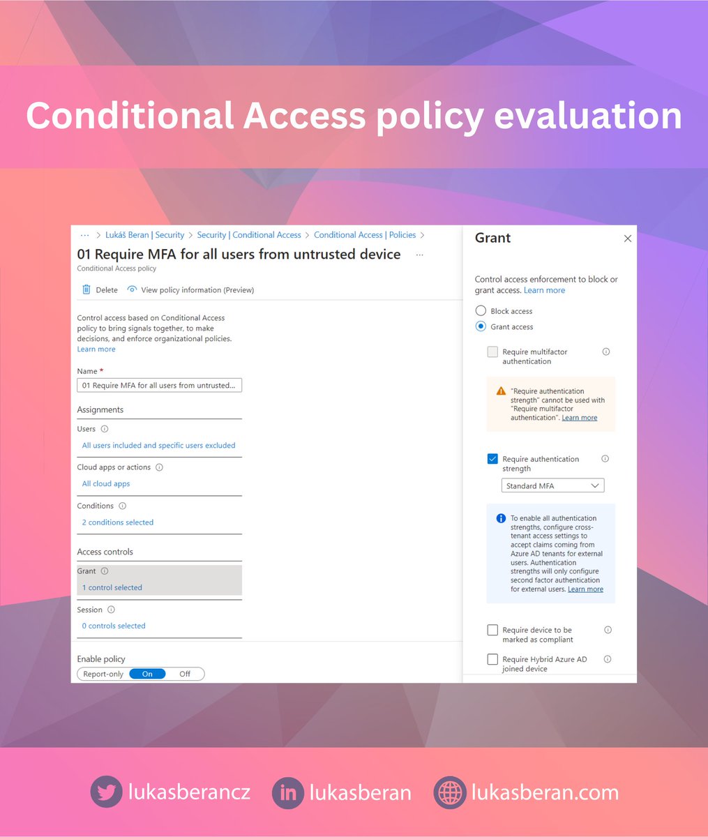 How are conditional access policies evaluated?

A very common misconception is that conditional access policies (#CAP) are like firewall rules. There is no order/priority of policies, nor is there a last policy that says "block everything else". Conditional access policies are