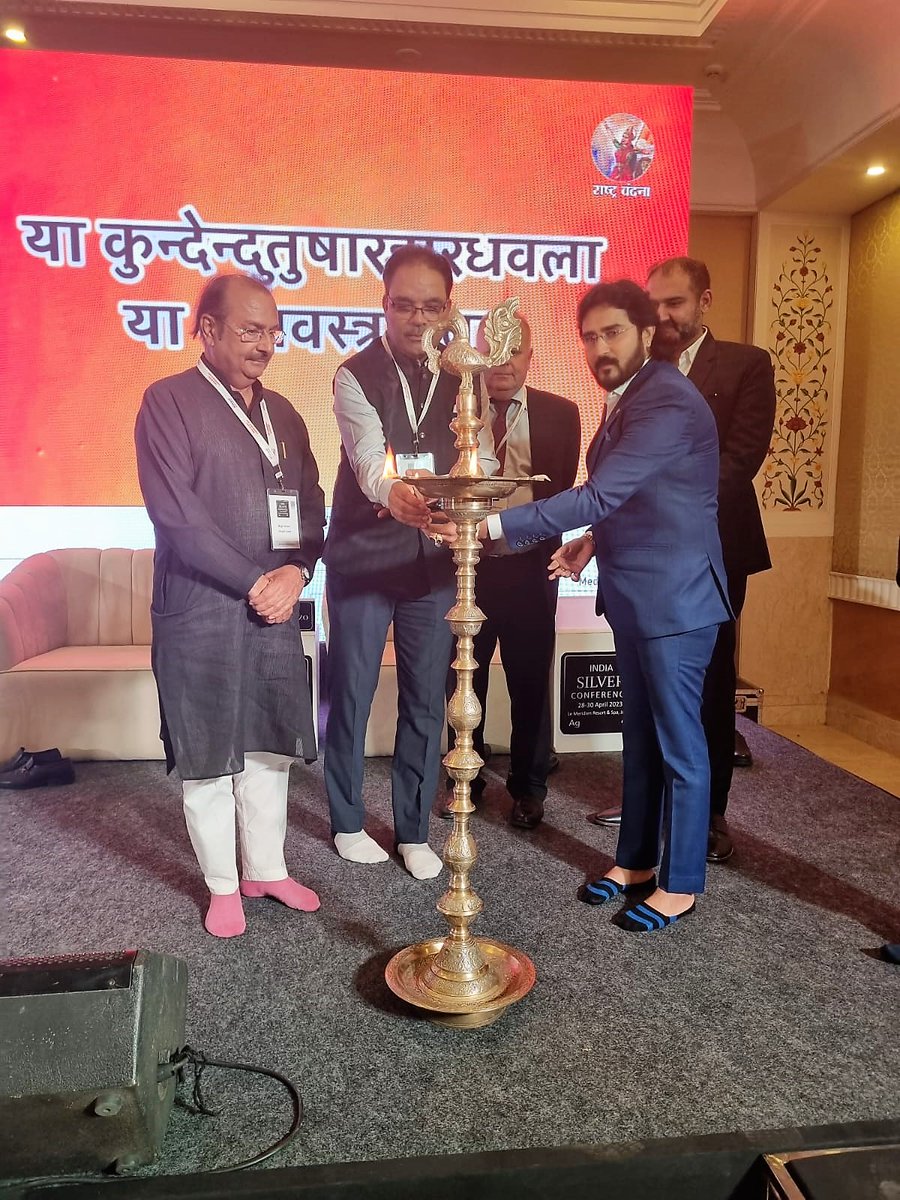 CEO_HZL's tweet photo. India's tryst with silver is a history lesson in itself. Today at the #IndiaSilverConference, had an engaging chat with fellow industry players on the golden period of #Silver. It is also befitting to have the conference in #Rajasthan, which has the potential to cater to India's need for this noble metal with resources #underground being brought out in the open. The #sustainable growth phase is the era of silver with its varied applications in new upcoming tech.