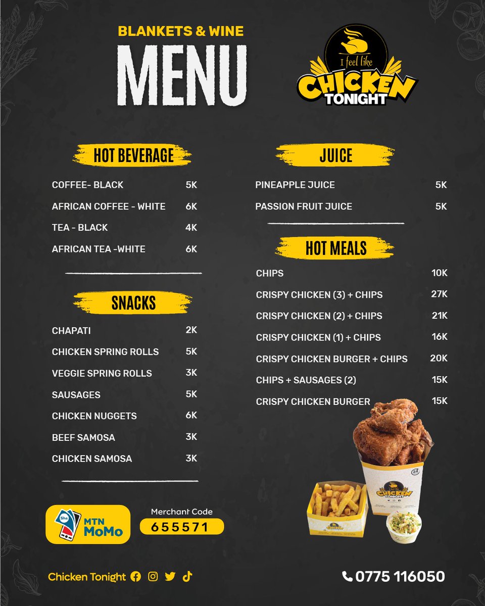 _Manboy's tweet photo. Heading home from work soon? Pass by one of @Chicken2nite_Ug's branches and buy one of these amazing combos for your loved ones😋❤️ https://t.co/mXGSNhEJpj