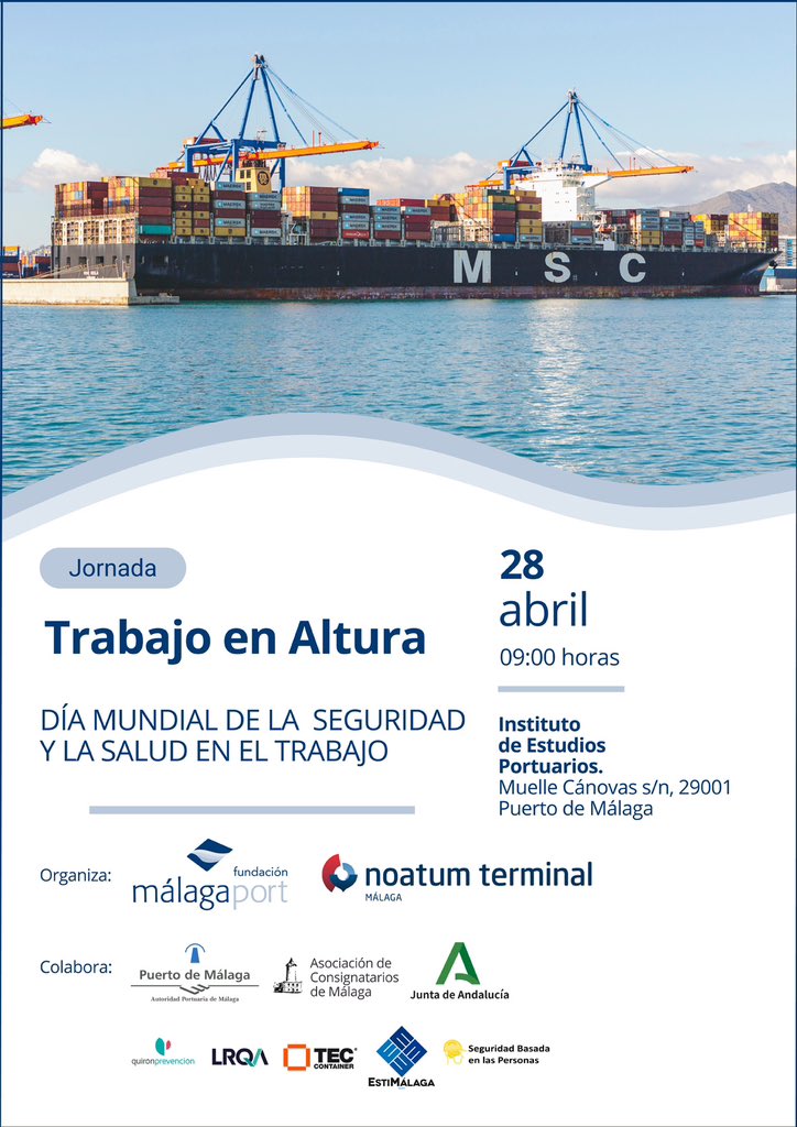 Hoy es el día mundial de la seguridad y salud en el trabajo, lo celebramos en el <a href="/malagaport/">Puerto de Málaga</a>.
Una muy buena experiencia, con magníficos ponentes y visita a la terminal de contenedores, un rincón de la ciudad desconocido pero para mí mágico.