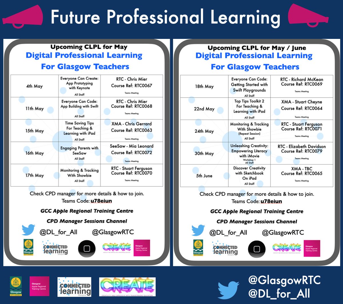 GlasgowRTC's tweet image. 📢*Cert Fresh* Your Fri night CLPL🥡is here minus the indigestion!🤢#EveryoneCanCreate with @postkaisersoze next week, join us &amp;amp; discover how to prototype apps without any prior coding knowldge!👏 Sign up on #Glasgow CPD Manager for further details! @DL_for_All @EdISGlasgow