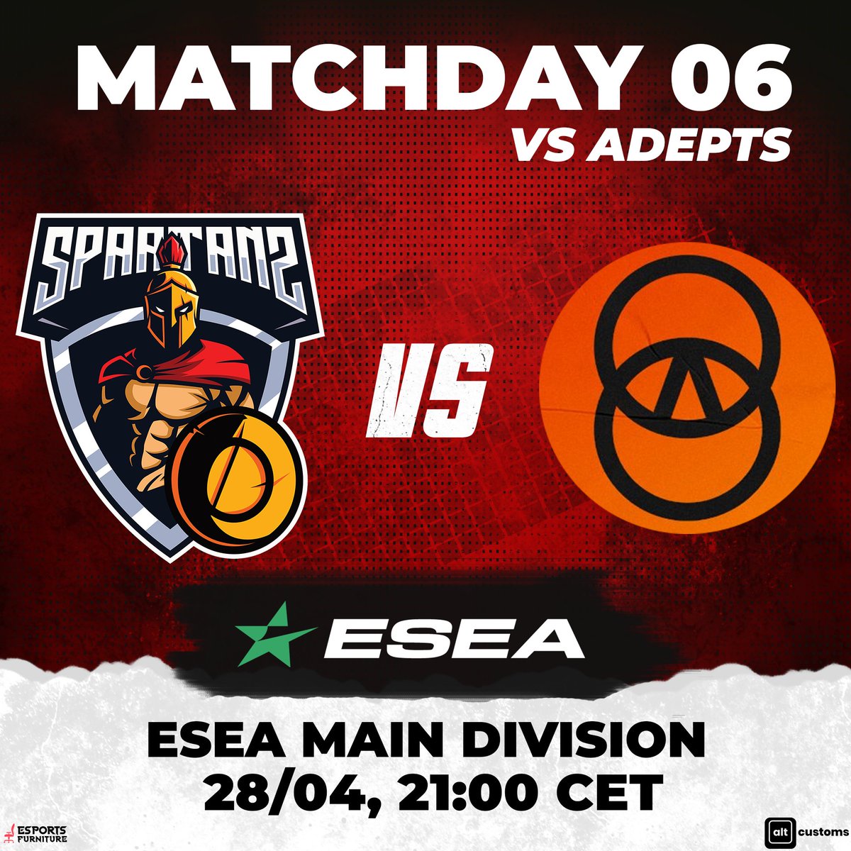 SpartansEu's tweet photo. A DIFFICULT GAME AWAITS!!!
โ๏ธMATCHDAY 06
๐๏ธ28/04/2023
๐@ADEPTS_TEAM
๐@ESEA Main Division
๐21:00 CET
๐บhttps://t.co/2ZTBGOOHo8
#CSGO #esports #gaming #esea #SPARTANS #adepts #competition #gamingcommunity #gamerlife #gameon #onlinegaming #esportsnews #gamingnews #GamingLife https://t.co/ZyZzWTwRmC