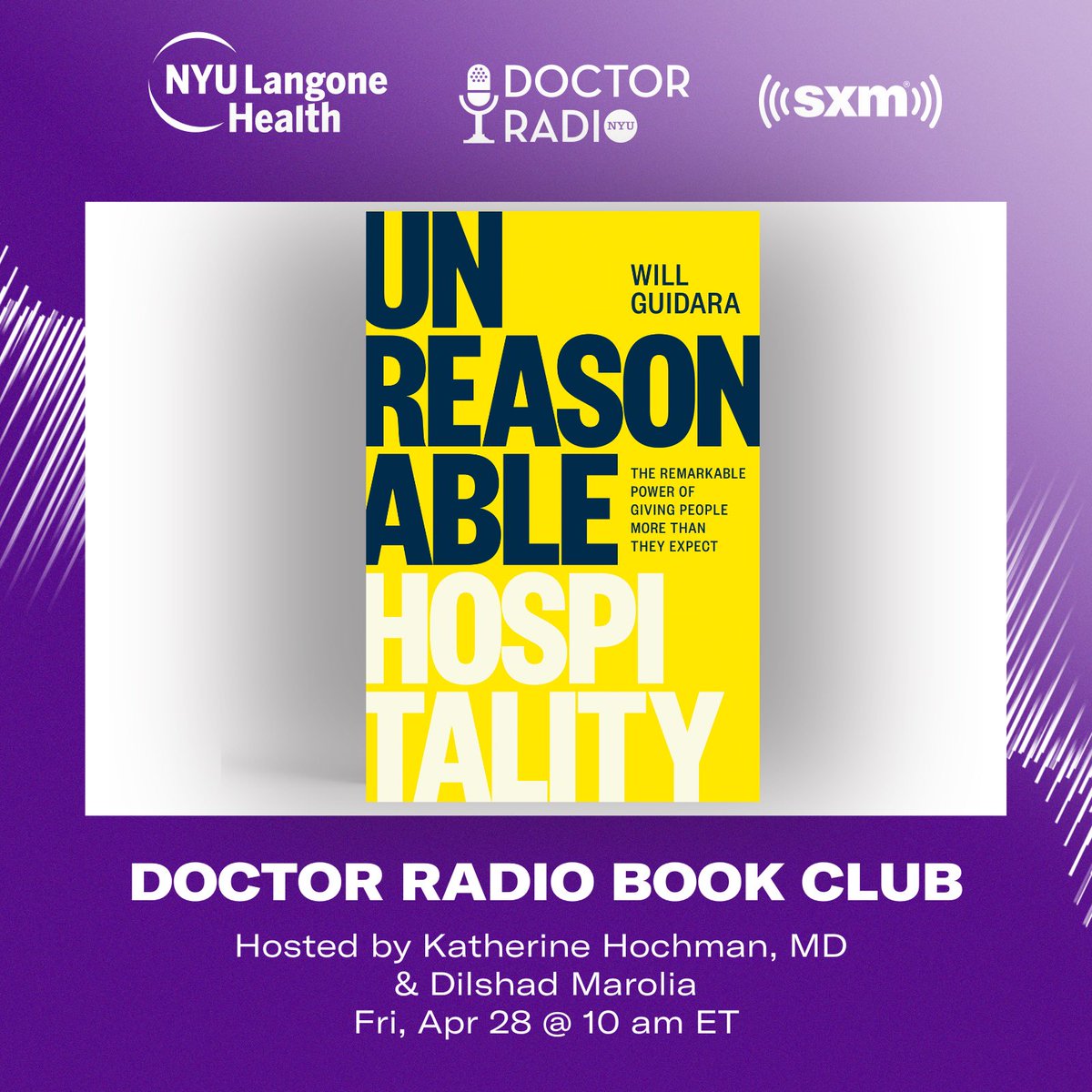 Very excited to be discussing this amazing book with @wguidara , my co-host @KHochmanMD and our leader, Dean Robert Grossman. #beunreasonable