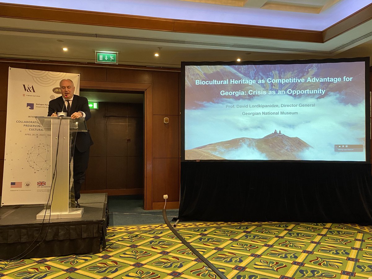 CultureinCrisis's tweet photo. In the final Key Note Speech of the conference Prof. David Lordkipanidze, Director General, The Georgian National Museum talks about “Crisis as an Opportunity”

He notes that Museums can be the birth places of future multidisciplinary networks of collaboration 🌎

@MuseumGNM https://t.co/56xHAtvY0H