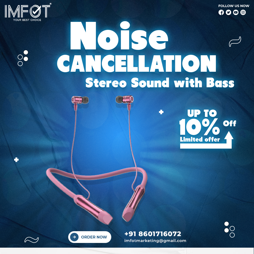 Featuring noise cancellation, call functions, voice assistants & more, IMFOT offers stylish and comfortable neckband earphones that are comfortable and stylish 🎧

To Order, Call Us: +91 8601716072 👈
.
.
#bestneckband #neckbandHeadset #bluetoothearphone #neckbands #sound #imfot