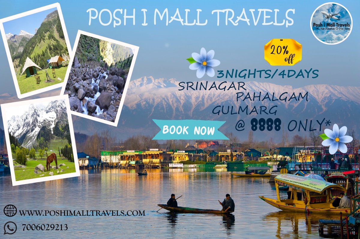 PoshMall's tweet photo. Spend your happiest hours with the happiest prices.
#KashmirTourism #bestplace #livetotravel #tourism #ToursToGo #lowestprices #bestdeals #beautifuldestinations #naturelovers #kashmirdiaries https://t.co/jTZMRDyP6J