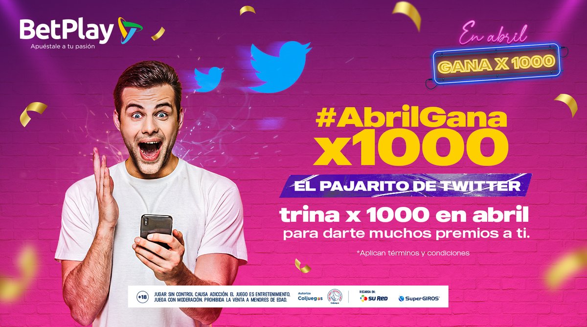 BetPlayCO's tweet photo. ¿Logrará superar los 100 RT este post para dar regalos entre quienes nos repostean?🤩🤑💯💪

#ApuéstaleATuPasion #AbrilGanax1000 https://t.co/hTdB9MEx8E