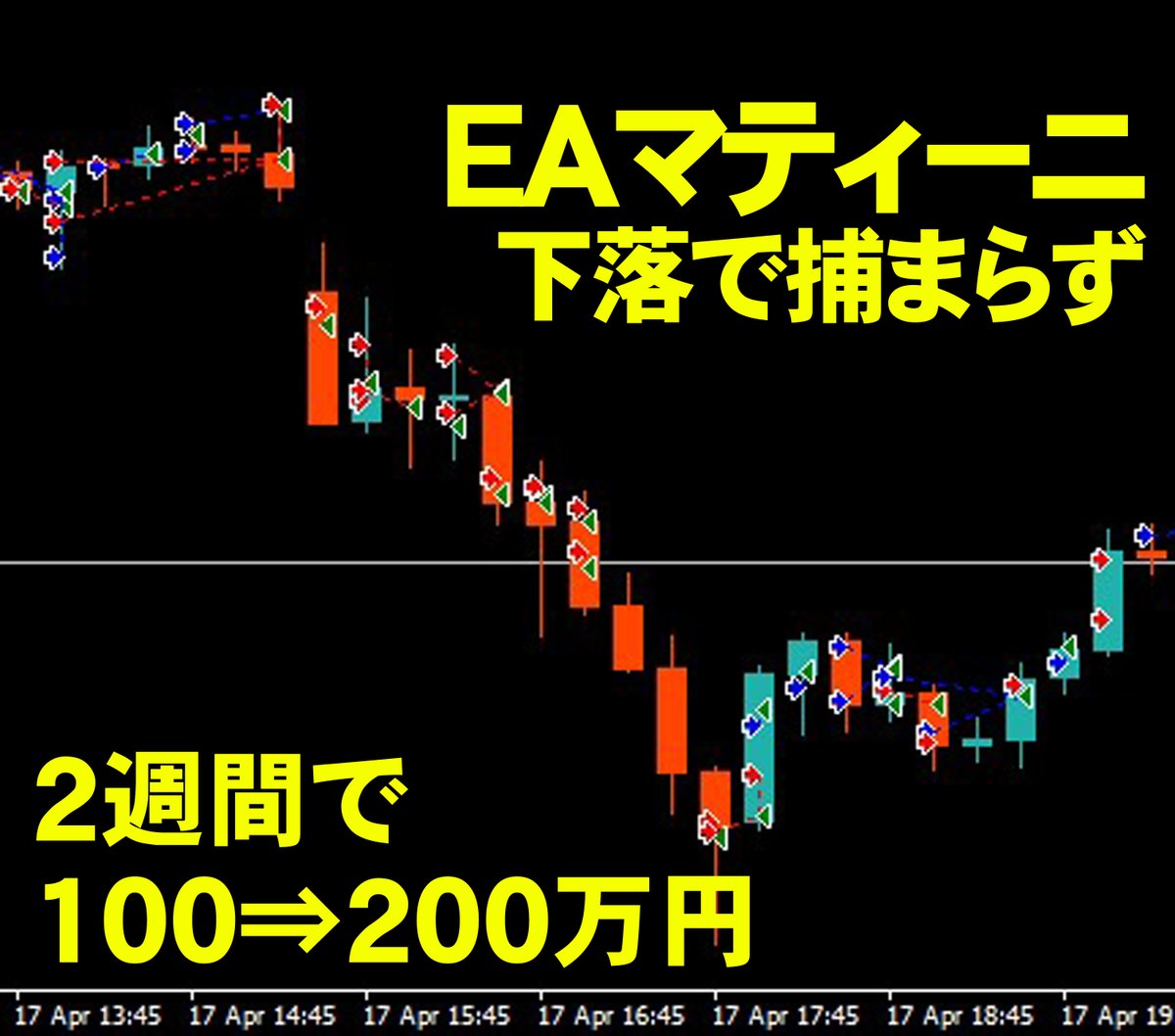 🌟FX4月27日自動売買結果

💠高利率型：+48,622円
💠安全型：+19,369円
💠爆益順張り型：+136,935円

🍀今週の爆益型の利益
🍀な、なんと55万円‼️
🍀月利220％ペース😆

🌺全EA管理人の私自身が作成
🌺代理店もやっておらず
🌺使用できるのはここだけ
🌺プロフへ