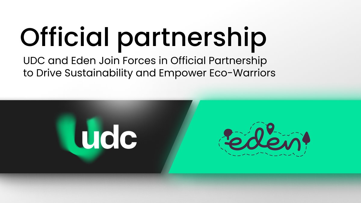 EdenApp_EDN's tweet photo. UDC and Eden have partnered to promote sustainability and Eden's eco-friendly features. Join us in creating a community that drives positive change with engaging events, webinars, and AMAs. 

Join our Telegram for the latest updates on our mission!
https://t.co/WO9GLQo5kA https://t.co/TLPteLvtj5