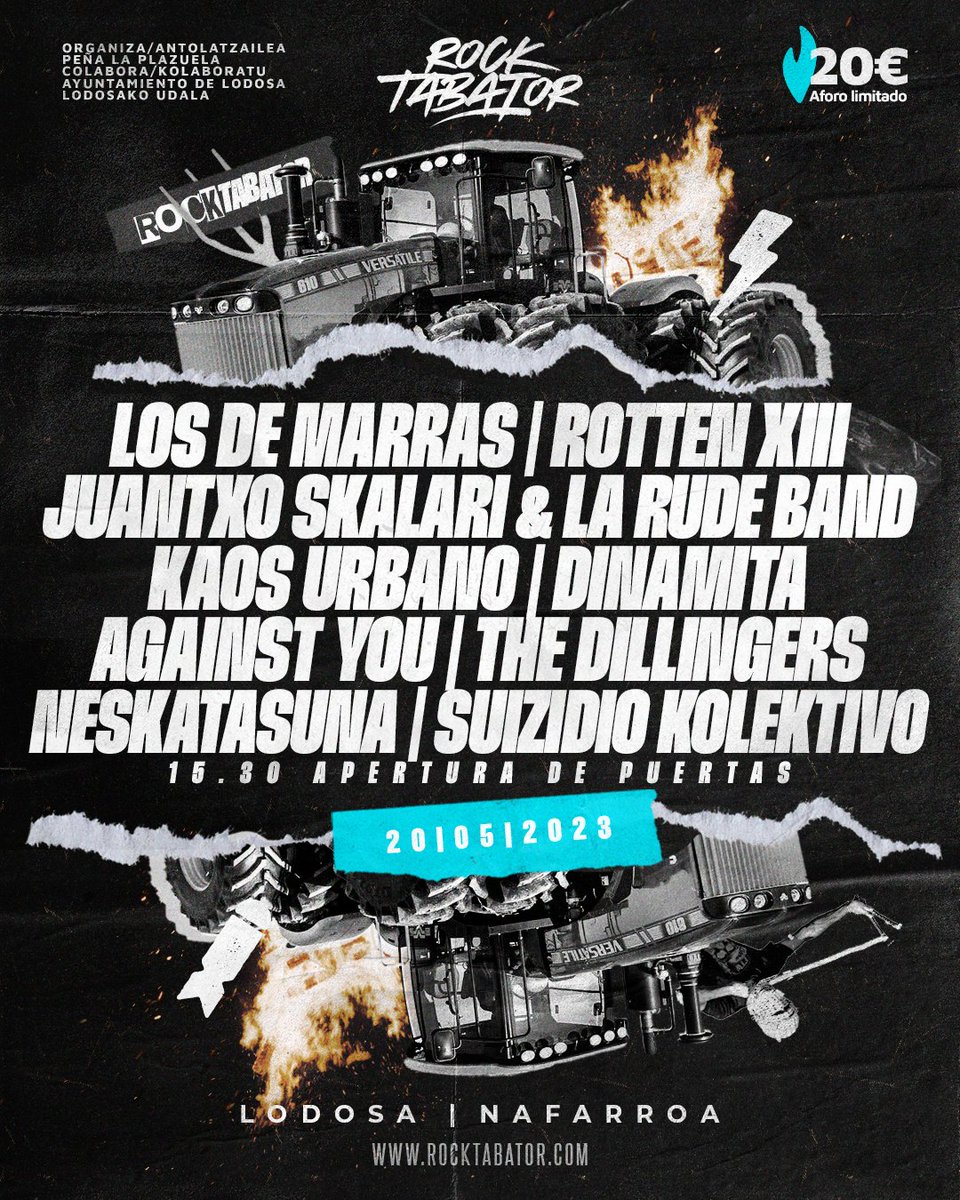 rocktabator's tweet photo. ¡Vale gente, ahora sí!

¡ESTE ES NUESTRO CARTEL FINAL!

Y aquí está lo que todos hemos estado esperando, para continuar haciendo historia en Lodosa el sábado 20 de mayo y para que sigáis sintiendo la fuerza de ROCKTABATOR.

https://t.co/WLtc2NOfWi participa en el sorteooo!!!! https://t.co/aUtNlutL5Q