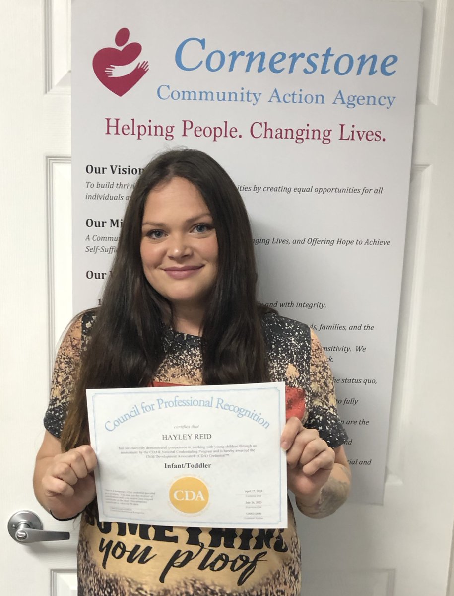 CornerstoneCAA's tweet image. A BIG Congratulations to Hayley Reid of our #DecaturTx Early @HeadStartgov Center on receiving her CDA Credential
(Child Development Associate).🎉