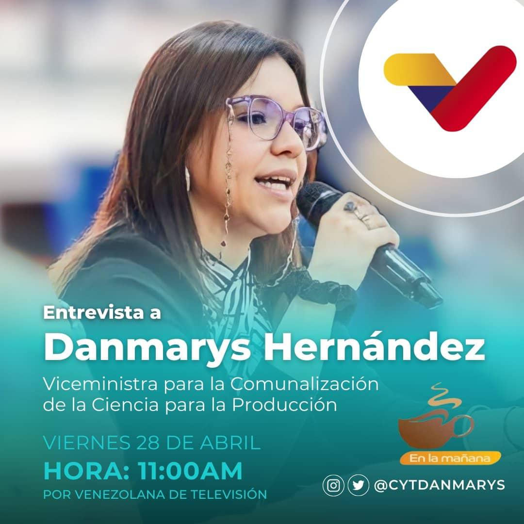 Fundacite_Amaz's tweet photo. ✅️ FUNDACITE Amazonas los invita al #ProgramaVTV 📺| Café en la Mañana |
Entrevista a: Danmarys Hernández Viceministra para la Comunicación de la Ciencia y para la Producción.
•Transmisión en vivo por todas las redes del canal @VTVcanal8 📲
#CienciaParaLaVida https://t.co/y9gdbzceNb