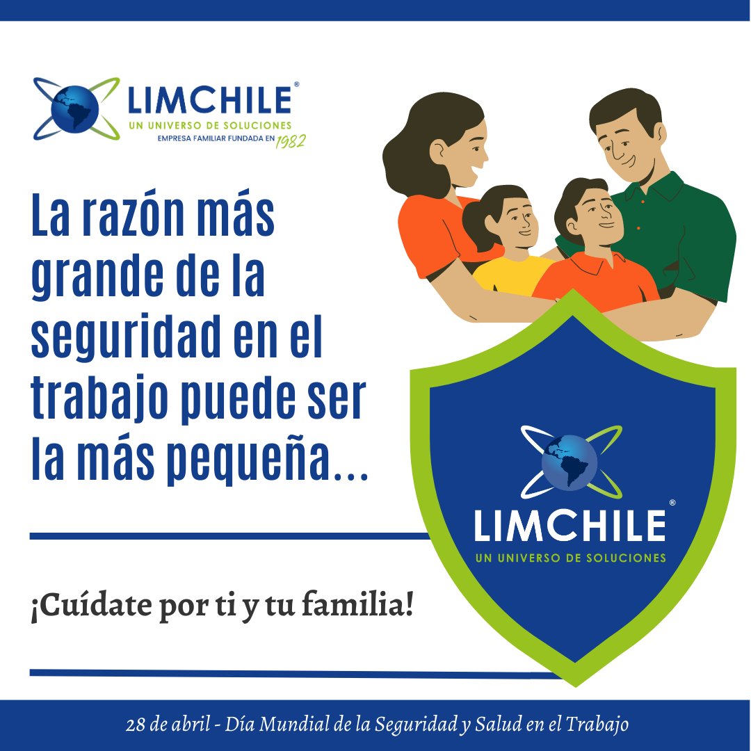 LimChile's tweet photo. ❗️En el Día Mundial de la Seguridad y Salud en el trabajo❗️

👉 Trabajemos colaborativamente y en equipo para construir una cultura de seguridad y salud positiva en nuestros espacios de trabajo 😊.

#Limchile #díadelaseguridadysaludeneltrabajo https://t.co/PO0pL4M9oS