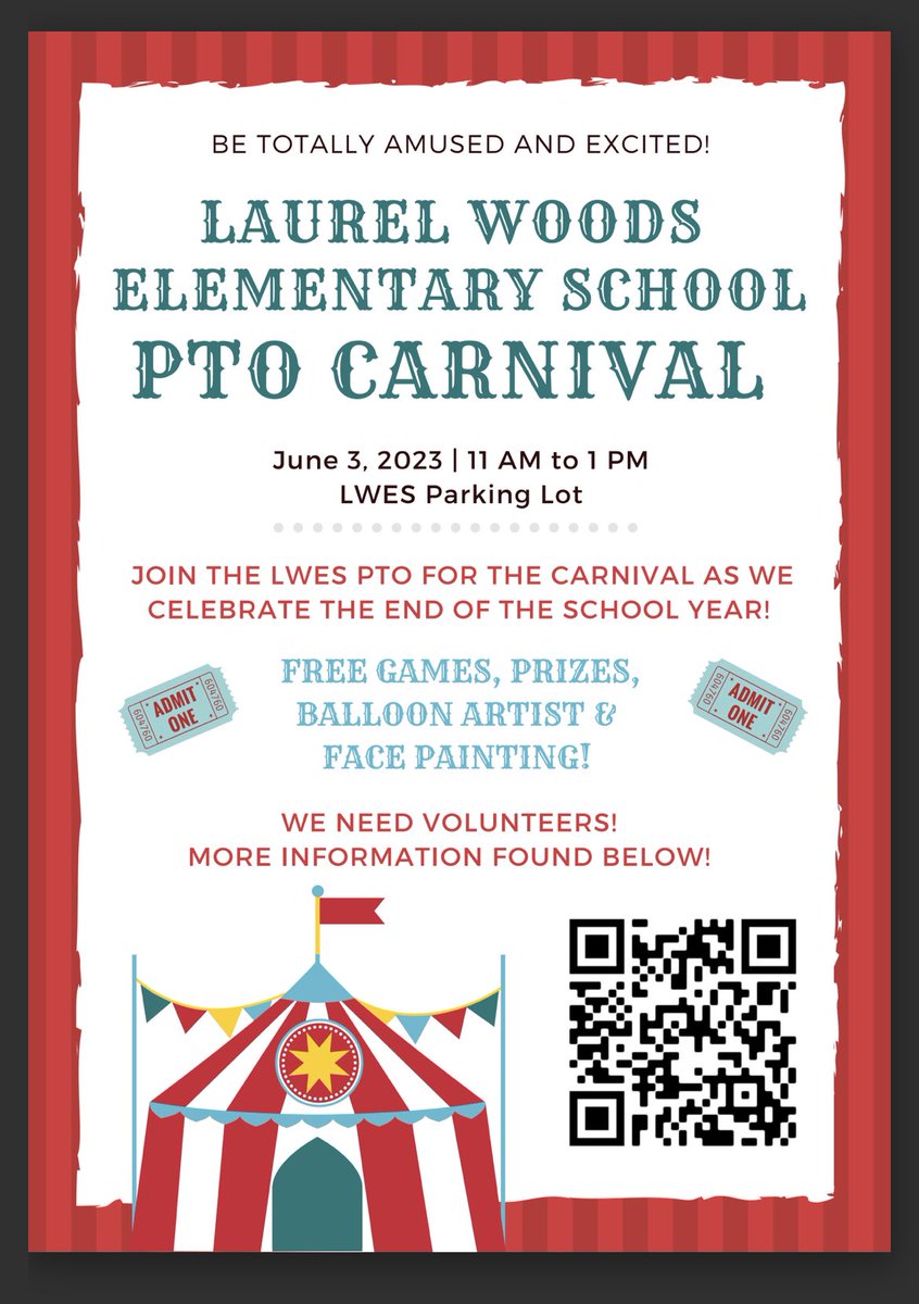 LwesPto's tweet photo. Volunteers Needed for our LWES PTO Carnival. June 3rd from 11am to 1pm. We look forward to serving our school with you! https://t.co/bm9QGzCGyF