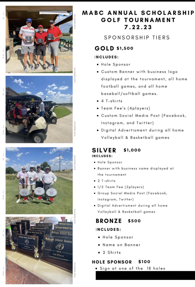 McGregorBooster's tweet photo. Please #SHARE 

Our Annual Golf Tournament is July 22nd!

If you or your business would like to sponsor or register your team contact Matt or Peyton! https://t.co/Qfksubrjpm