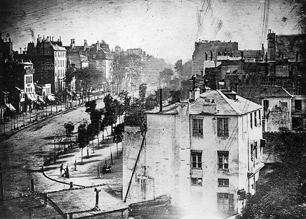 First photo of a human being taken in 1838, in Paris.