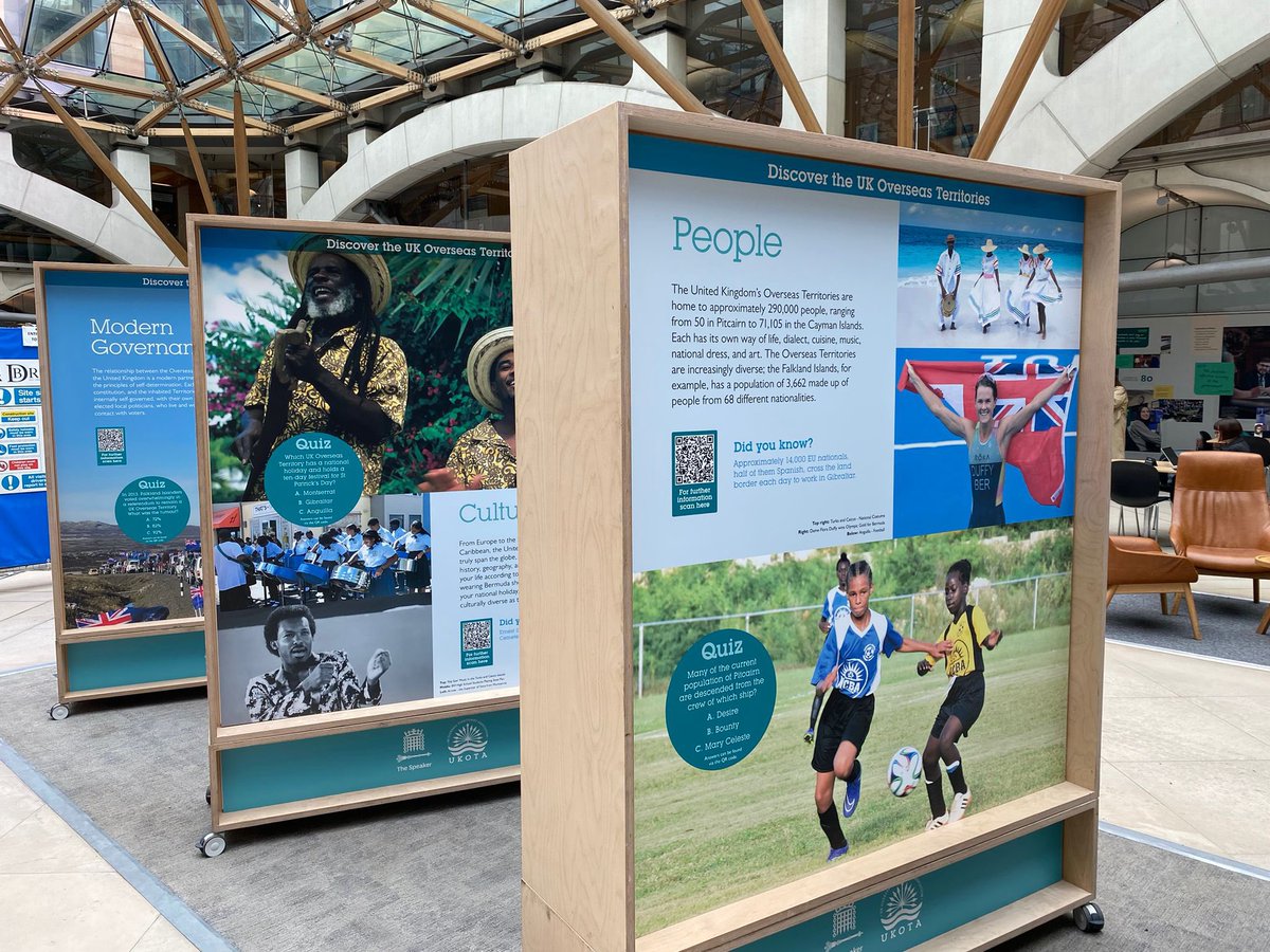 Today, the @UKOTAssociation Overseas Territory Parliamentary Exhibition was unveiled, with #Bermuda 🇧🇲 proudly represented. The exhibition sits in Portcullis House on the Parliamentary estate, a key hub for UK MPs. #UKOverseasTerritories