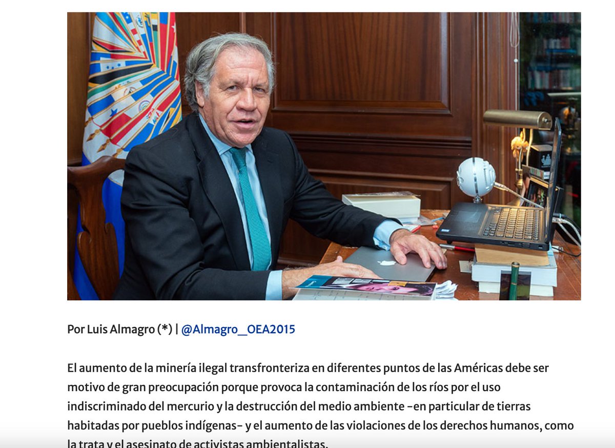 Almagro_OEA2015's tweet photo. El avance de la minería ilegal transfronteriza constituye una amenaza al medio ambiente y a los pueblos originarios de las Américas
Mi columna en @CronicasUy:  
https://t.co/c4E0CGsVdq https://t.co/pMmExAo5Tu