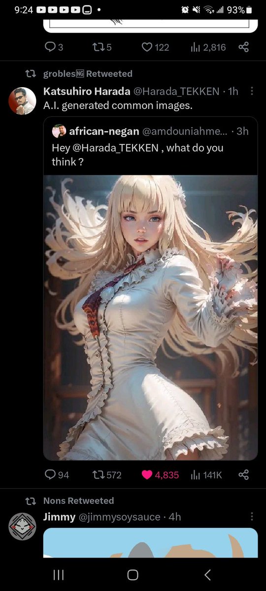 SPLICER_HEAVEN's tweet photo. Harada dismissing an ai image of Lili and then immediately retweeting jasmin darnell's art of lili... bro he's so cool https://t.co/u9Izt8K2nl