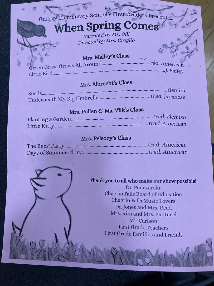 So excited for the “When Spring Comes” 1st grade performance at Gurney….  #cfevs