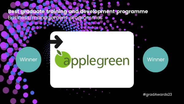 goapplegreen's tweet photo. We are delighted to have attended the Gradireland awards last night and so proud of our win for Best Training and Development Programme – Business/Management programmes!🥳
A huge congratulations to all involved!
#Applegreen #GradAwards23 #GradIreland https://t.co/4ob8zFa39t