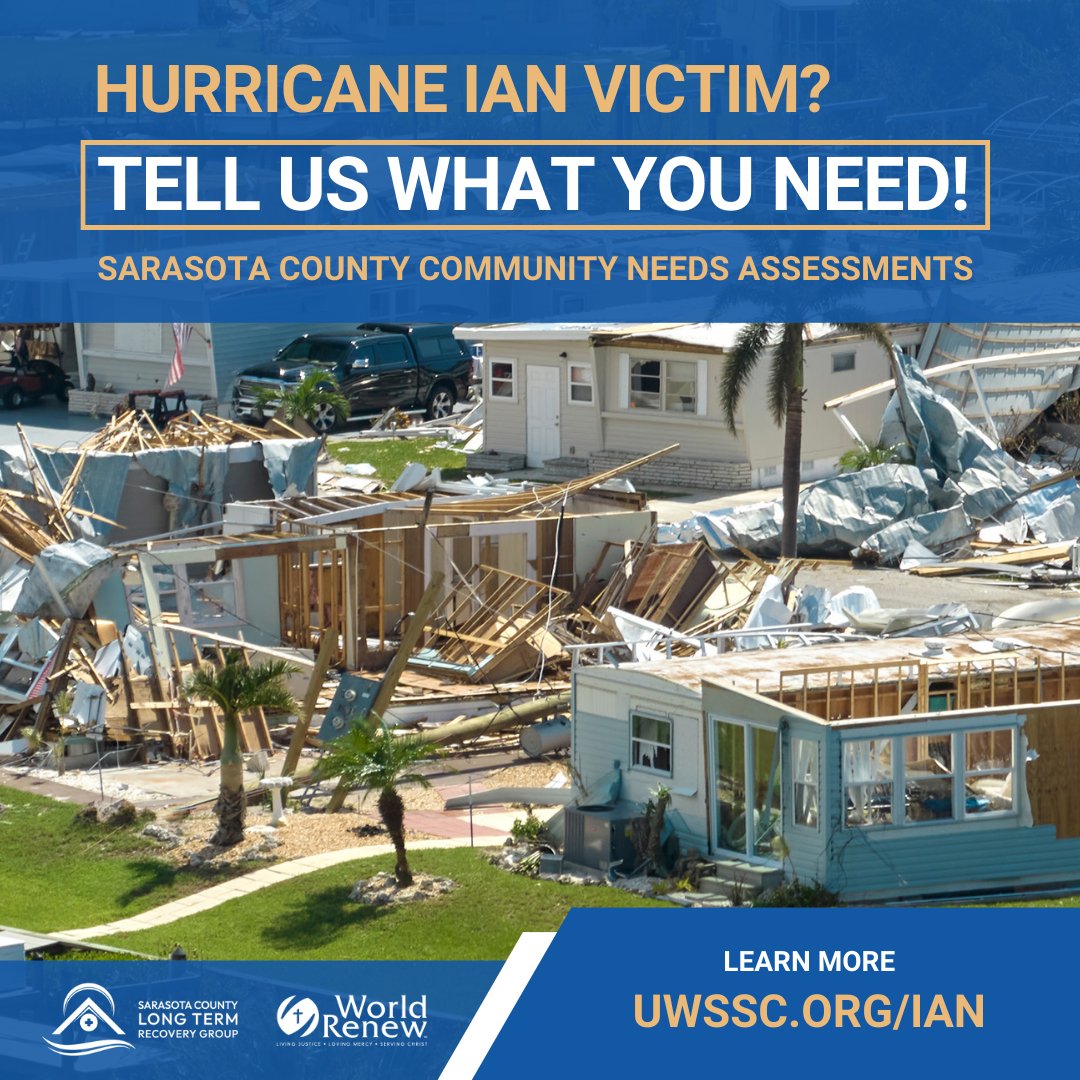 Join Sarasota County Long Term Recovery Group for a community needs assessment at Morgan Family Community Center or South Venice Baptist Church in May. Visit uwssc.org/ian for more details. 

#CommunityNeeds #SarasotaCounty #HurricaneIan