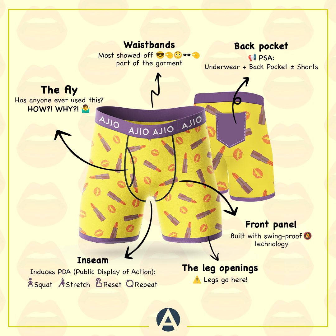 AJIO on X: It's like a whole world down there but we will keep it brief.  🩲 Explore the different parts of men's underwear with us. 🔍 Note: Some  parts are still