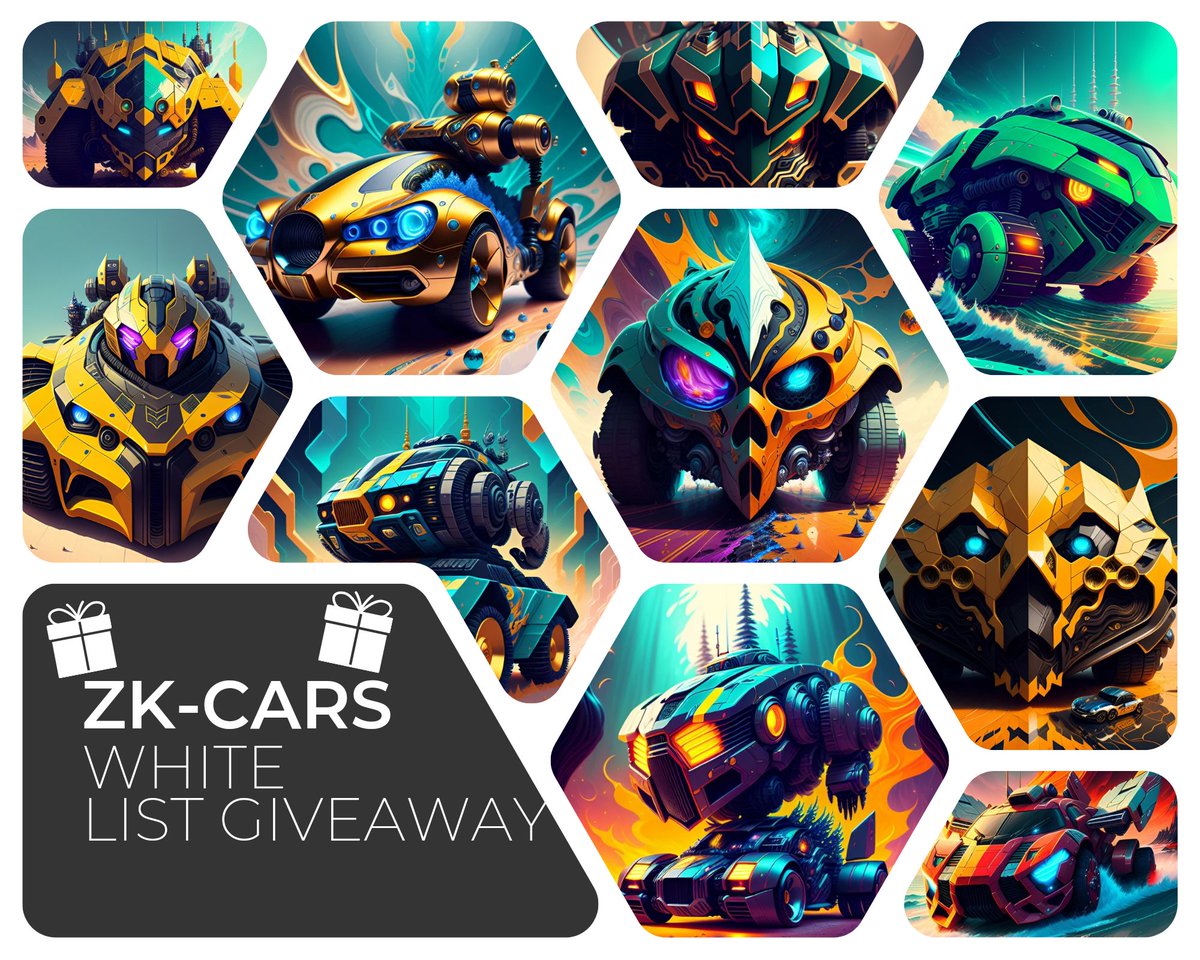 Giving away 10 WL from @zkcarNFT 🎁

WLs will be free mint. 1333 supply. A good opportunity to increase the number of our transactions. 

To participate:
Like+RT

⌛1 day, Good luck 🖐