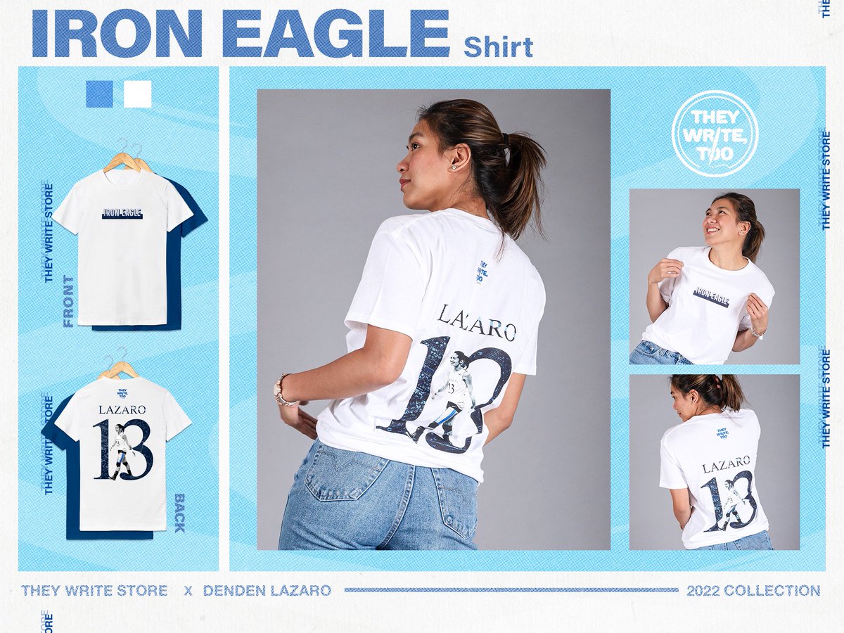 theywriteSTORE's tweet photo. Here's your chance to get your hands on our IRON EAGLE merch! Cheer for Denden Lazaro in the upcoming PVL conference in this shirt! Get it now via our Lazada Store. 💙 #theywritestore 

LINK: https://t.co/3FnNryywks https://t.co/01SNfhEued