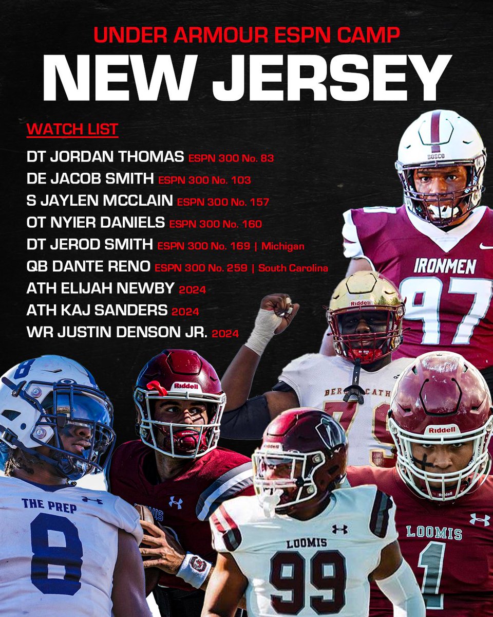 L O A D E D 📈 The roster for Sunday’s Under Armour ESPN camp in New Jersey is STACKED. Ready to see who puts on a show 👀 @CraigHaubert @TomLuginbill @DemetricDWarren @JordanDBP97 @Jetdenson